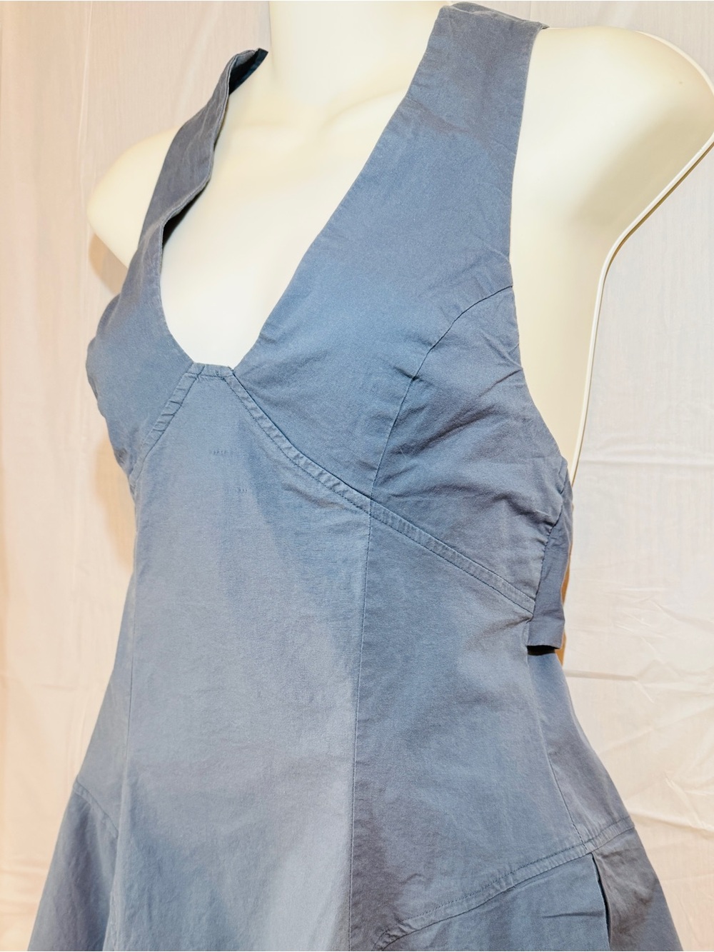 Free People Summer Boho Mini dress Open Back Crisscross adjustable Slate Blue S - Picture 5 of 15